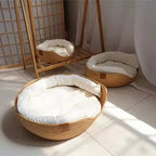Cloudbed - Eco-Friendly Woven Dog Bed Sofa – Breathable Bamboo Style Pet House for Indoor Dogs & Small Pets