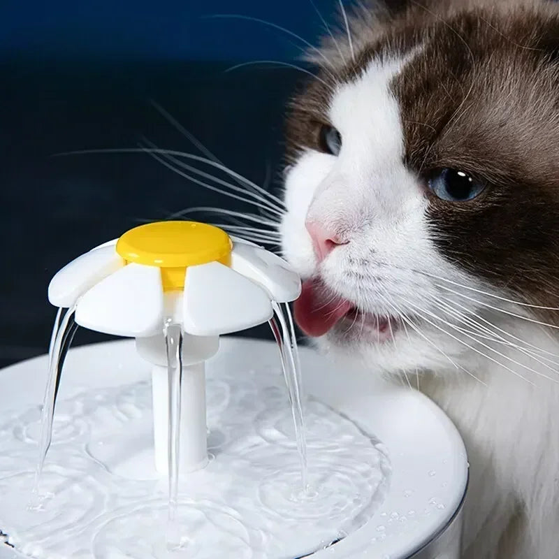 Automatic Circulating Pet Water Fountain Cat Mute Water Dispenser Dog Transparent Petal Water Filter off Power Outage