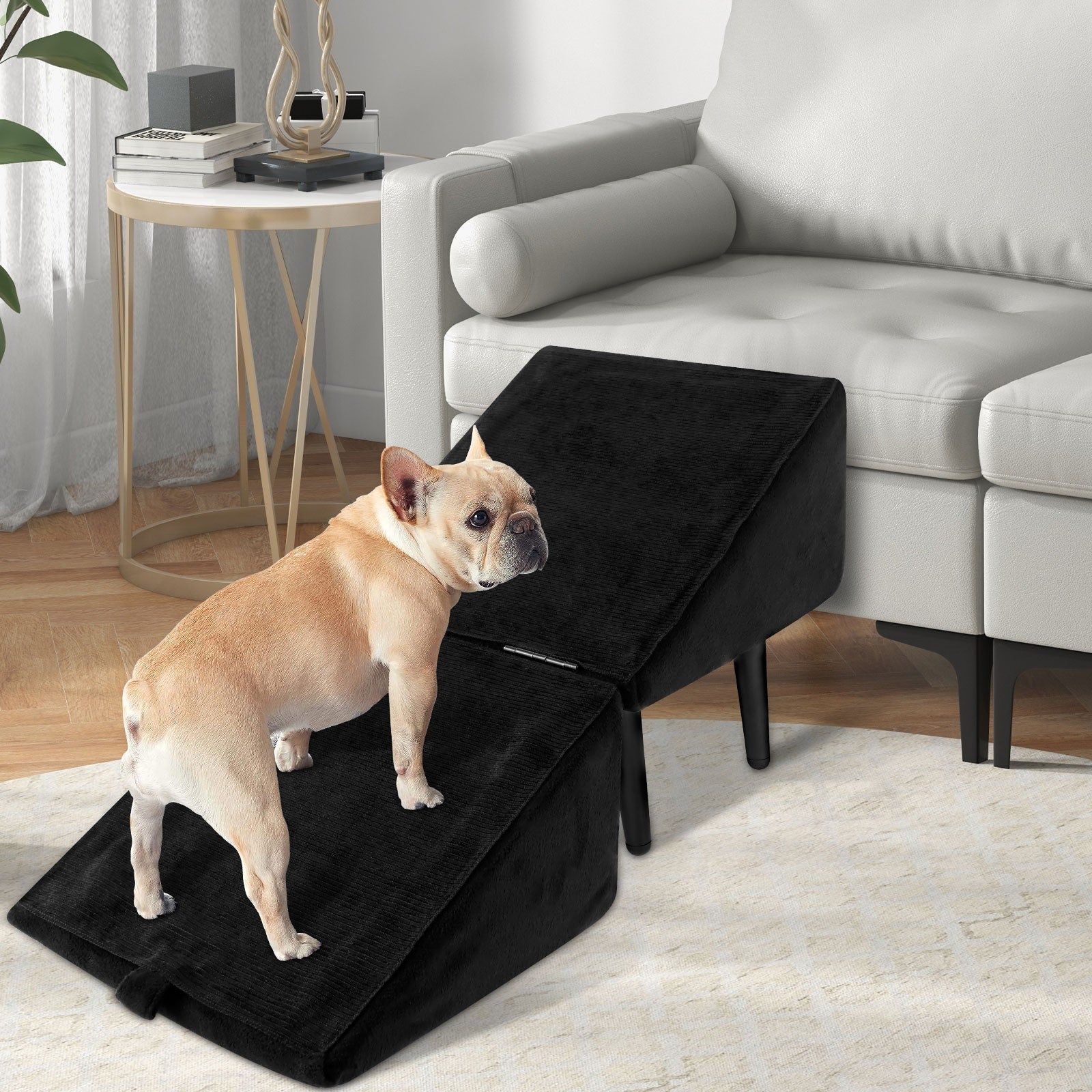 Convenient Split Ottoman Dog Ramp Sturdy Nonslip Dog Ramp Ottoman Compact Tybjg