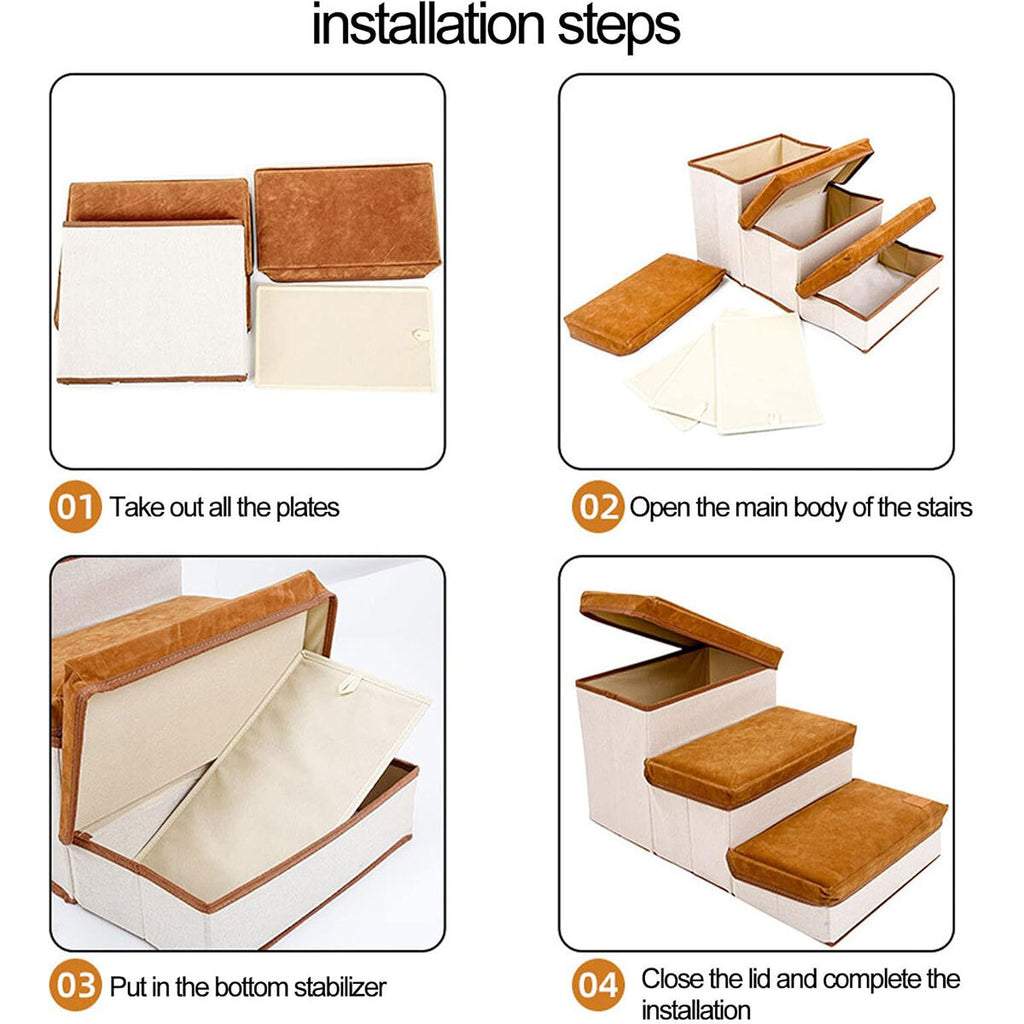 Foldable Pet Dog Stairs Portable Puppy Step Ladder Ramp for Bed Sofa Climbing AU