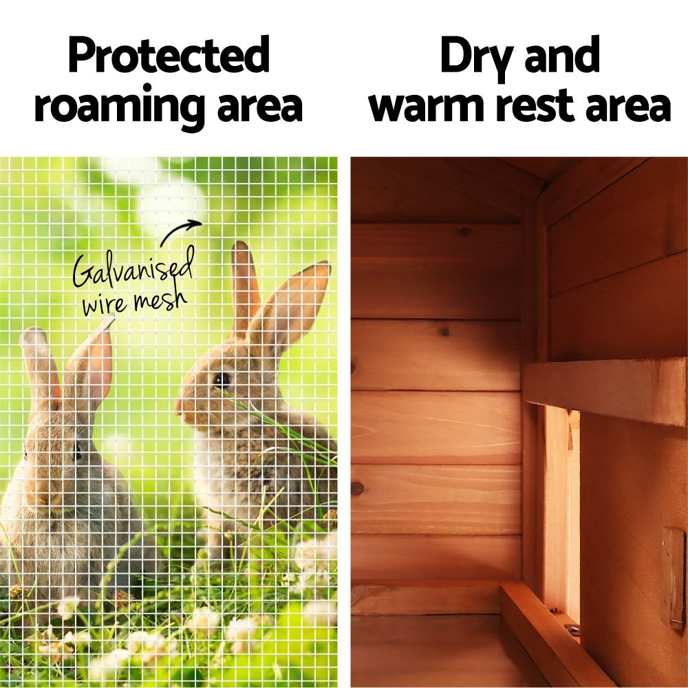 I.Pet Chicken Coop Rabbit Hutch Large Run Wooden Outdoor Pet Bunny Cage House