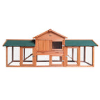 I.Pet Chicken Coop Rabbit Hutch Large Run Wooden Outdoor Pet Bunny Cage House