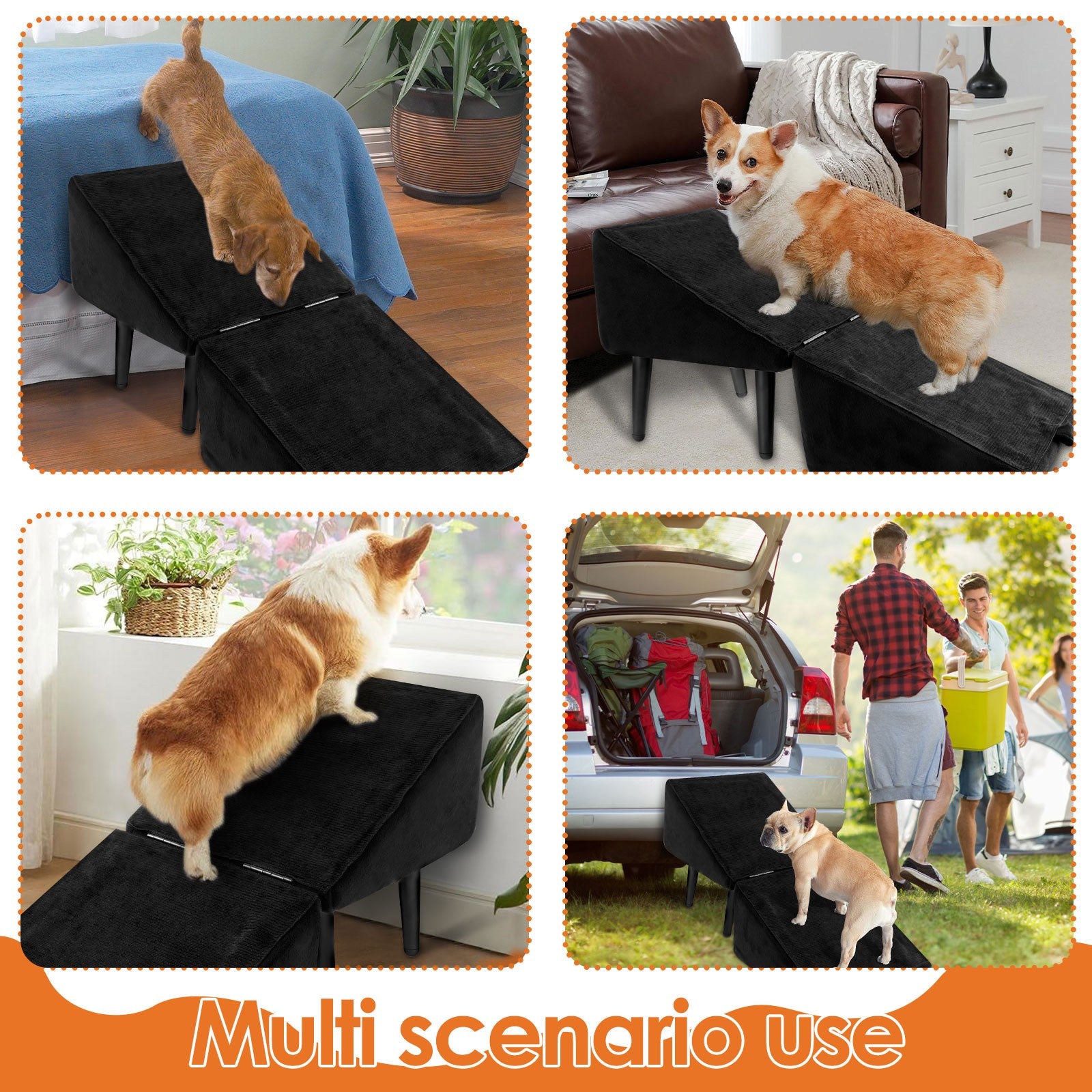Convenient Split Ottoman Dog Ramp Sturdy Nonslip Dog Ramp Ottoman Compact Tybjg