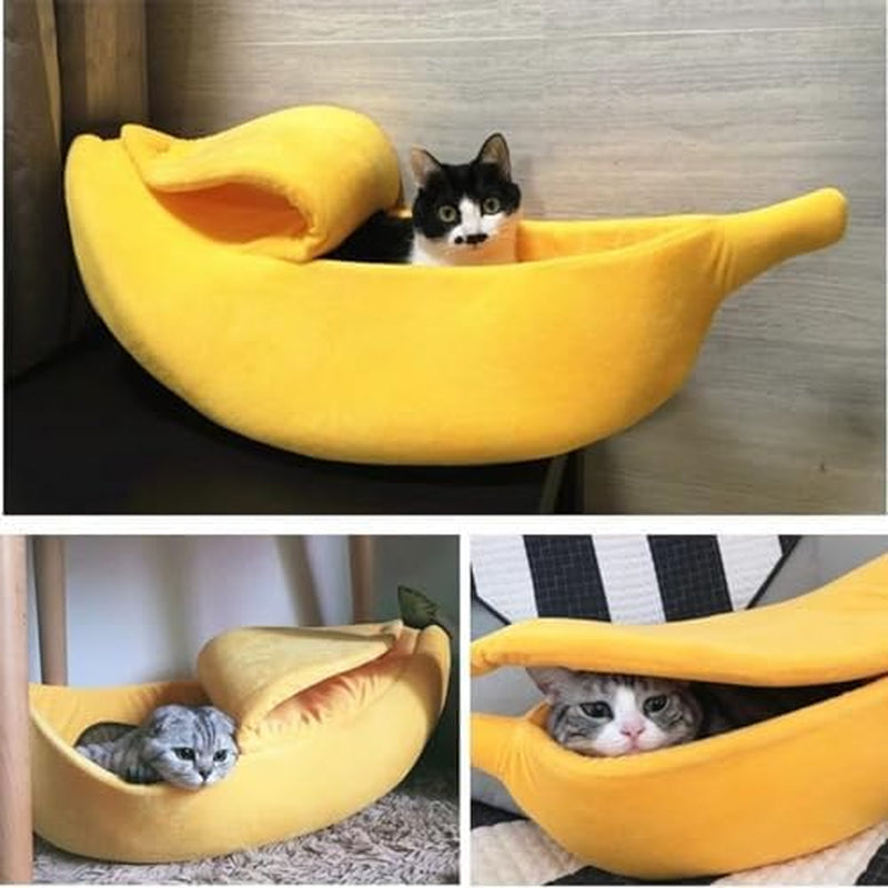 Creative Banana Shape Dog Cat Bed, Cute Banana Puppy Pad Kennel Warm and Soft Pet Cat Supplies Kitten Puppy Bed
