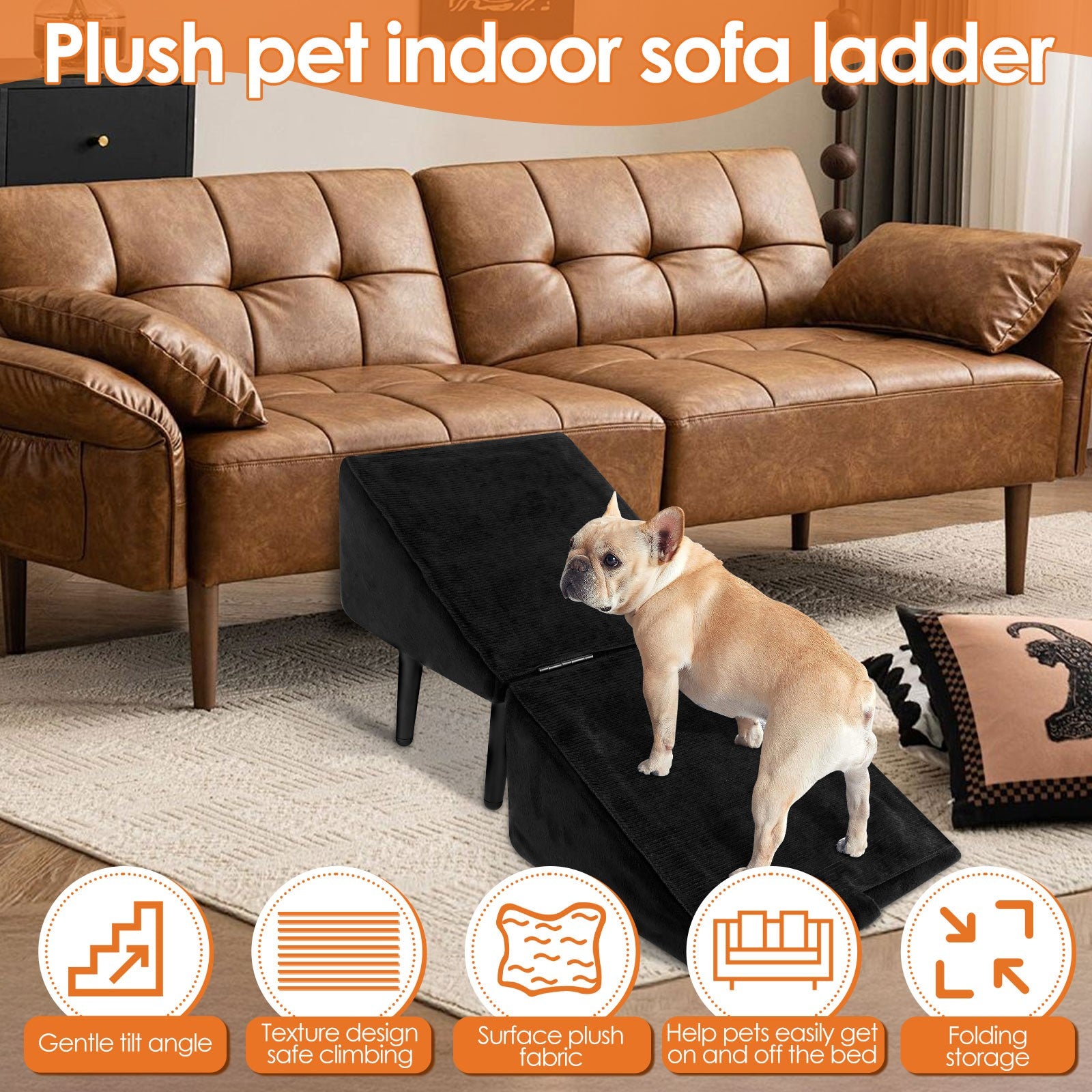 Convenient Split Ottoman Dog Ramp Sturdy Nonslip Dog Ramp Ottoman Compact Tybjg
