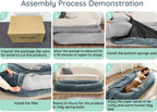 Human Dog Bed for Adult - Luxury Faux Fur Giant Size Dog Bed with Portable Handle, Egg Orthopedic Foam Bed with Blanket Ivory White