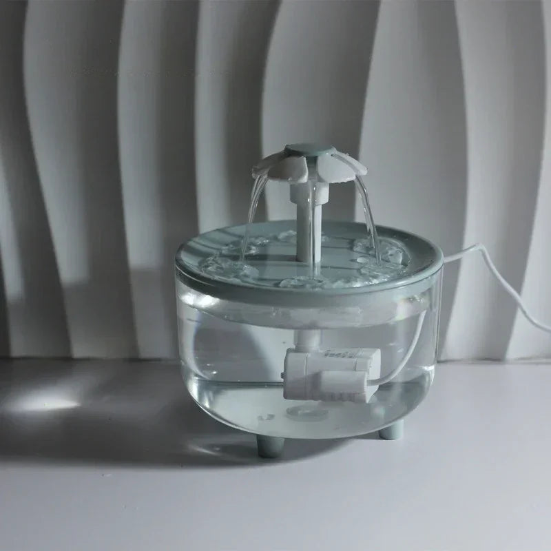 Automatic Circulating Pet Water Fountain Cat Mute Water Dispenser Dog Transparent Petal Water Filter off Power Outage