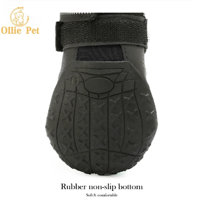 Dog Shoes Waterproof Anti-Slip Rain Boots Warm Snow Reflective for Small Large Pet Sports Training Protect Pet Feet 4Pcs