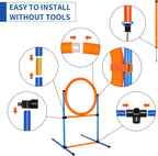 Dog Agility Training Equipment, 60-Piece Dog Obstacle Course Training Starter Kit Pet Outdoor Game with Tunnel, Agility Hurdle, Weave Poles, Jump Ring, Pause Box, Toy Balls and Storage Bag