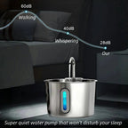 Stainless Steel Cat & Dog Water Fountain 2.2L Ultra Quiet USB Powered Automatic Pet Drinking Fountain Durable for Indoor Pets