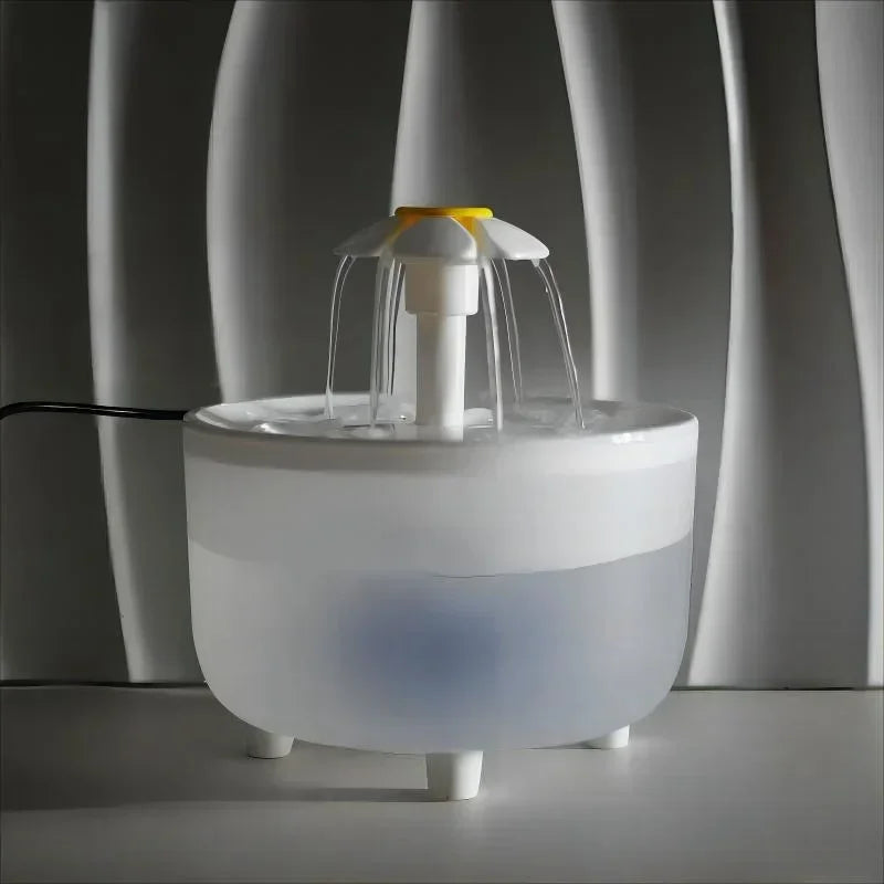 Automatic Circulating Pet Water Fountain Cat Mute Water Dispenser Dog Transparent Petal Water Filter off Power Outage