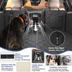 Back Seat Extender for Dogs Truck-Large Space, Dog Pet Seat Cover Back Seat Hard Bottom Holds 420Lb, Waterproof Dog Hammock for Crew Cab Trucks F150, RAM1500, Sierra, Tundra, Silverado, Black