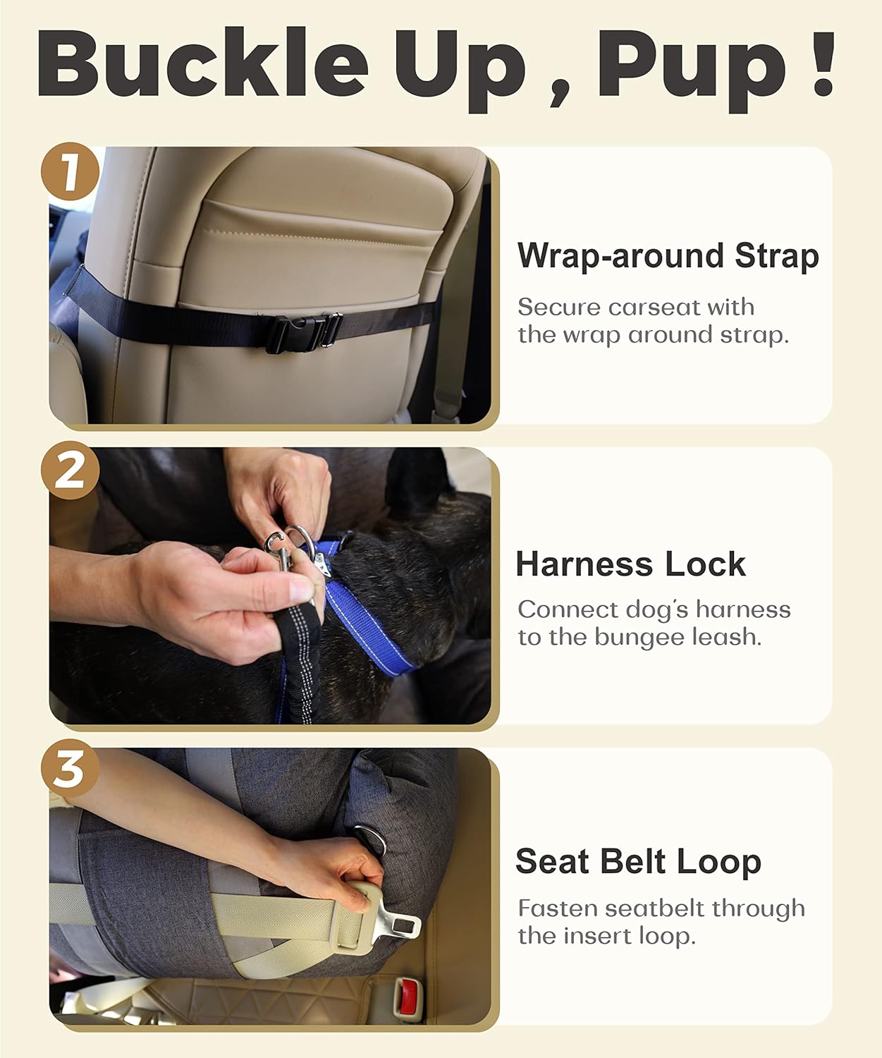 Dog Car Seat, Puppy Booster Seat, Travel Carrier Bed for Small and Medium Pets