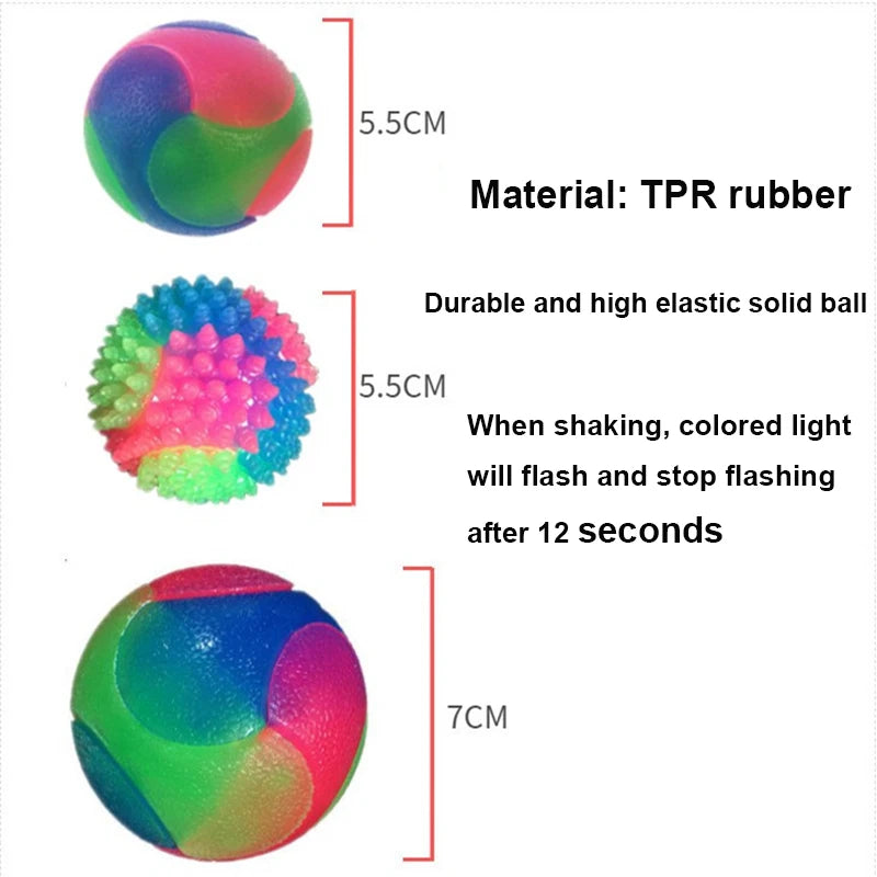 Fun Pet Toys Small Dog Flash Ball Dog Toys Ball TPR Three Color Glowing Elastic Ball Dog Training Throwing the Ball Dogball