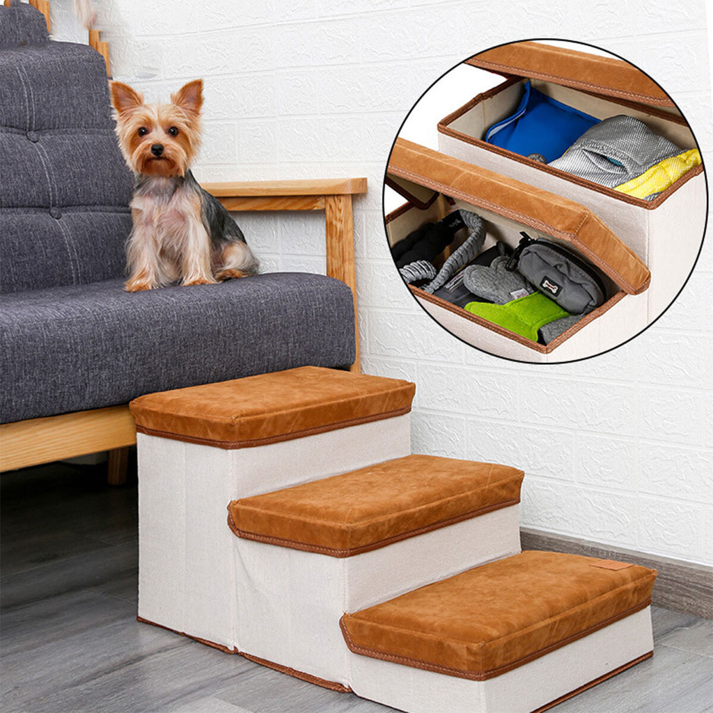 Foldable Pet Dog Stairs Portable Puppy Step Ladder Ramp for Bed Sofa Climbing AU