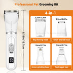 4-In-1 Pet Grooming and Care Set 4Different Blades Pet Hair Shaver Low Noise Pet Clippers Rechargeable Cordless Safe Dog Trimmer
