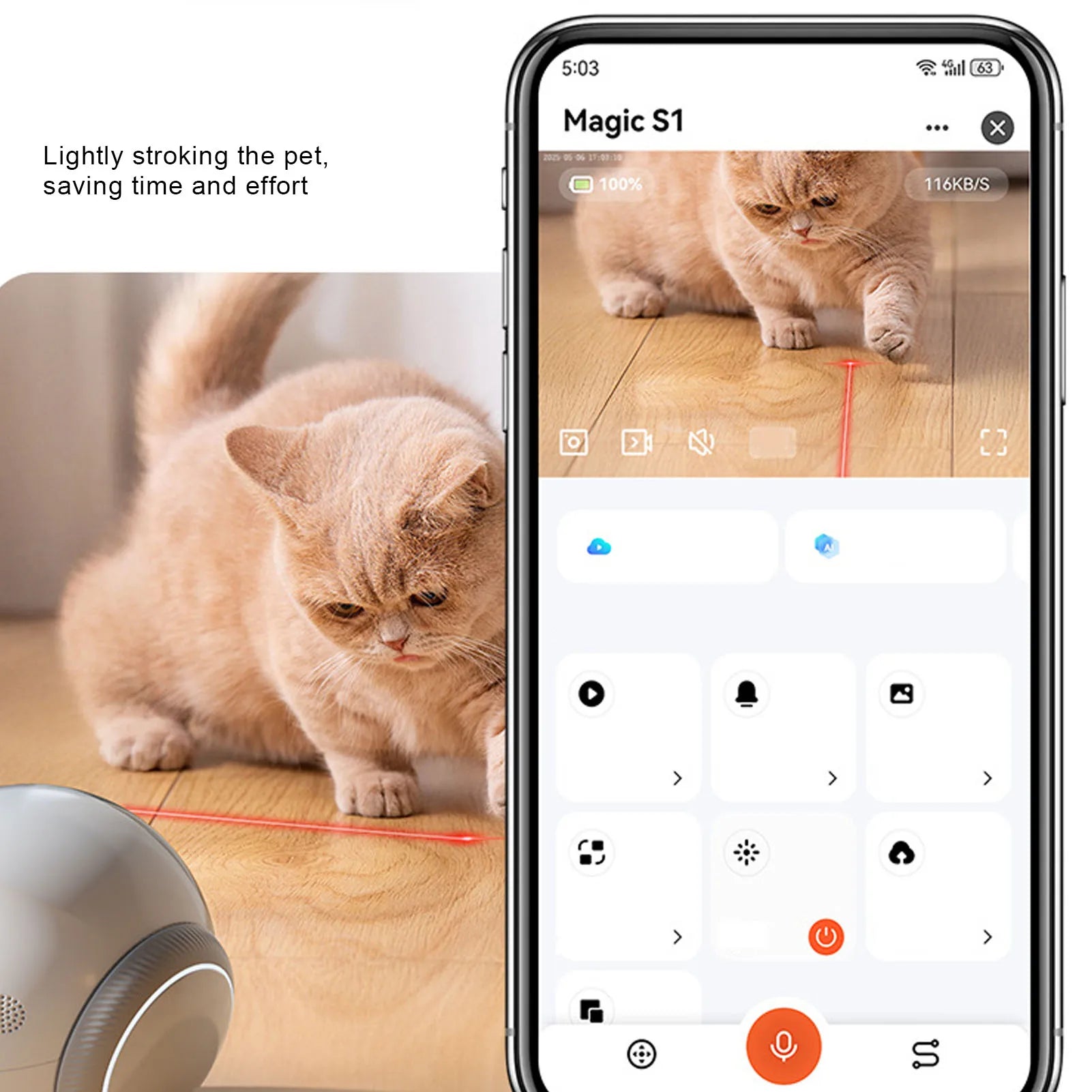 Portable AI Movable Pet Camera Battery Powered 2 Way Talk Motion Detection Video Recording Indoor Cam Mobile Surveillance Robot