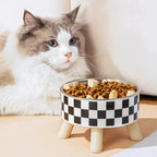 Pet Cat and Dog Bowl Polka-Dot Plaid Stainless Steel Anti-Slip Easy to Clean Indoor and Outdoor