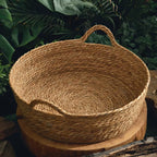 OUZEY Rattan Weaving Basket for Cat Comfortable Sleeping Pet Dog Bed Summer Cool Weave Cat House Donut round Kitten Puppy Bed