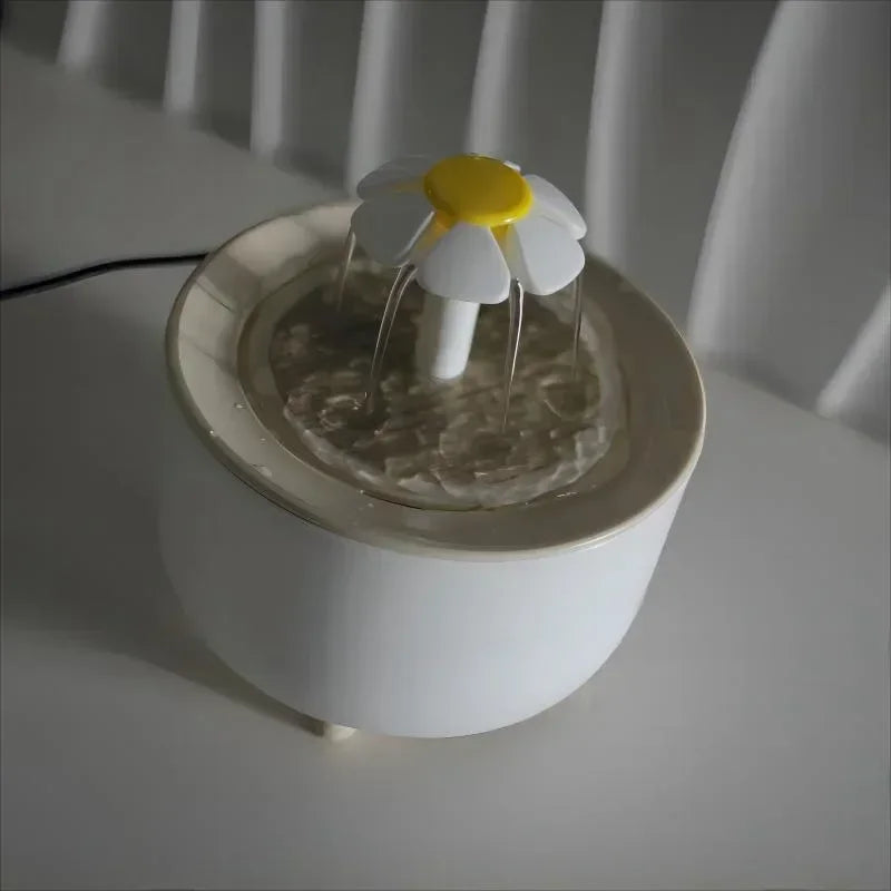 Automatic Circulating Pet Water Fountain Cat Mute Water Dispenser Dog Transparent Petal Water Filter off Power Outage